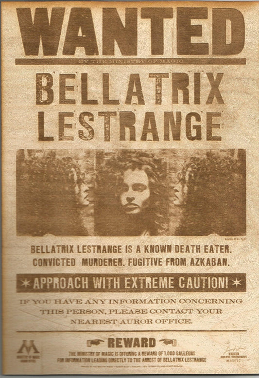 Harry Potter - Bellatrix Lestrange Wooden Wanted Poster - TantrumCollectibles.com