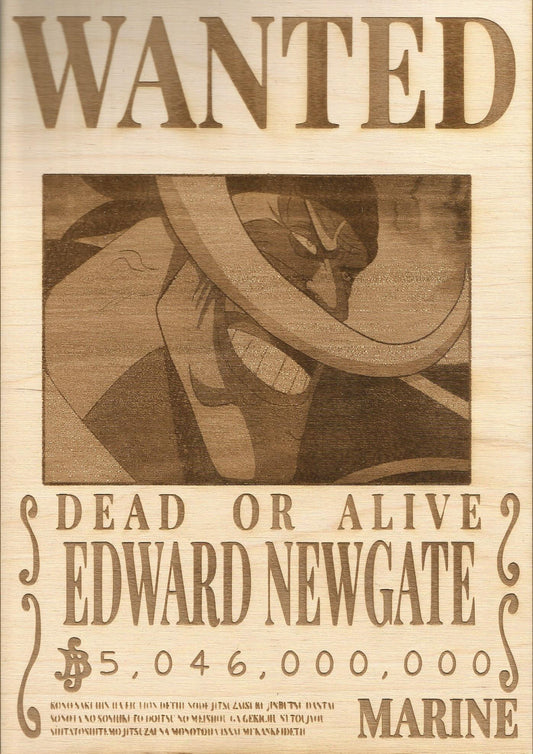 One Piece - White Beard (Edward Newgate) Wooden Wanted Poster - TantrumCollectibles.com