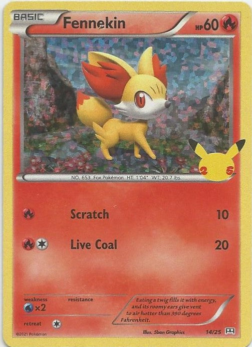 Pokemon Trading Card- Fennekin- (Foil Holo 25th Anniversary McDonald's Promo 2021) - TantrumCollectibles.com
