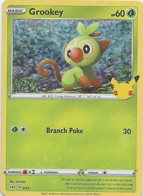 Pokemon Trading Card- Grookey- (Foil Holo 25th Anniversary McDonald's Promo 2021) - TantrumCollectibles.com