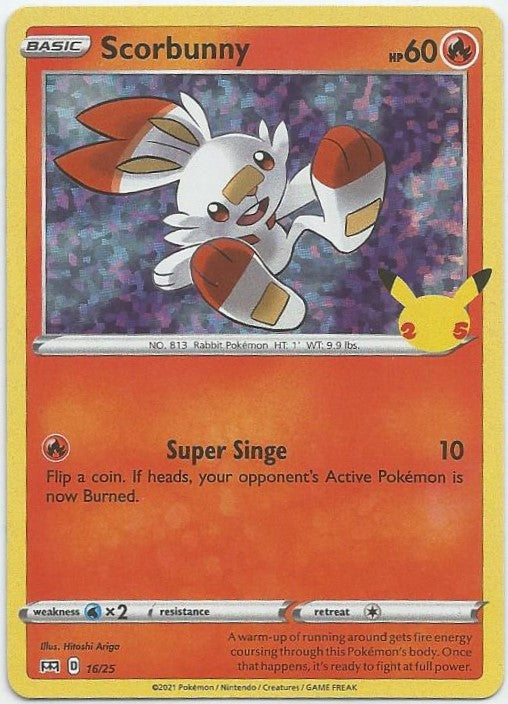 Pokemon Trading Card- Scorbunny- (Foil Holo 25th Anniversary McDonald's Promo 2021) - TantrumCollectibles.com