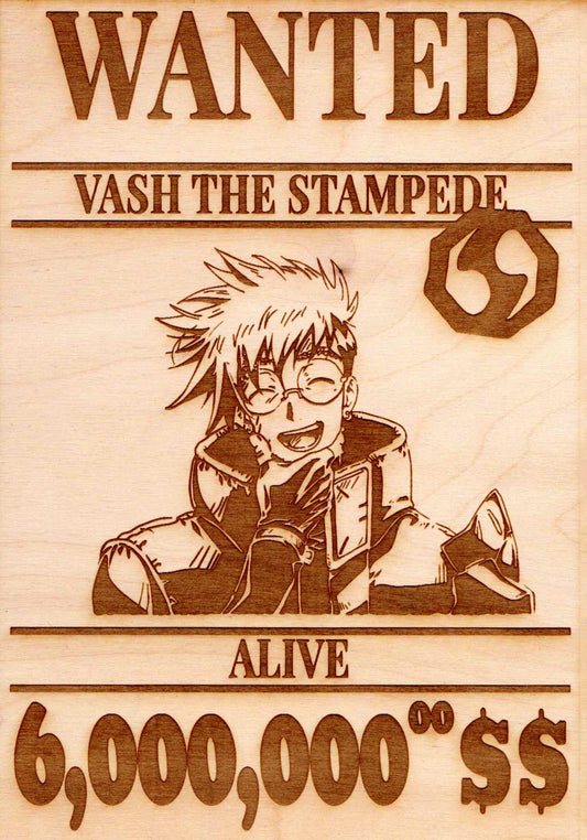 Trigun - Vash the Stampede (Updated Poster) Wooden Wanted Poster