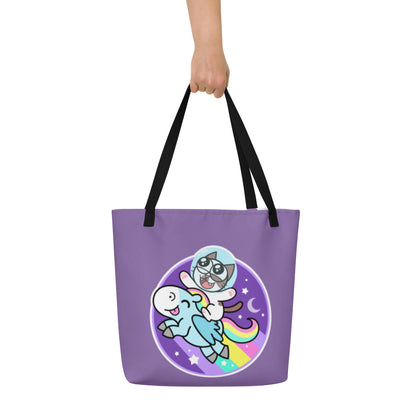 Frankthepegasus - All-Over Print Large Tote Bag - Joyride Through The Constellation!