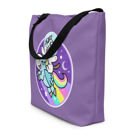 Frankthepegasus - All-Over Print Large Tote Bag - Joyride Through The Constellation!