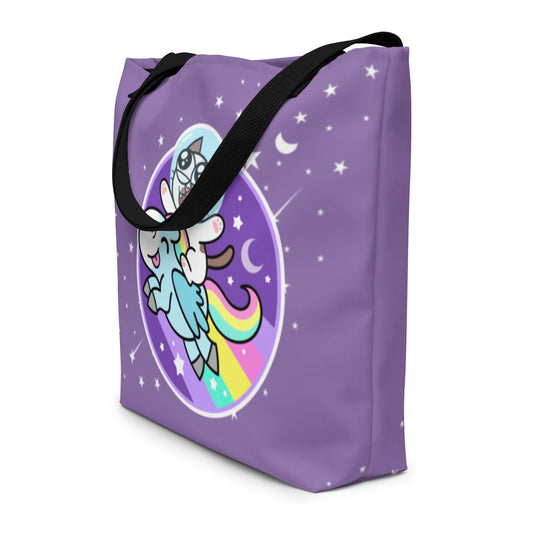 Frankthepegasus - All-Over Print Large Tote Bag -Joyride Through the Constellation with Stars!