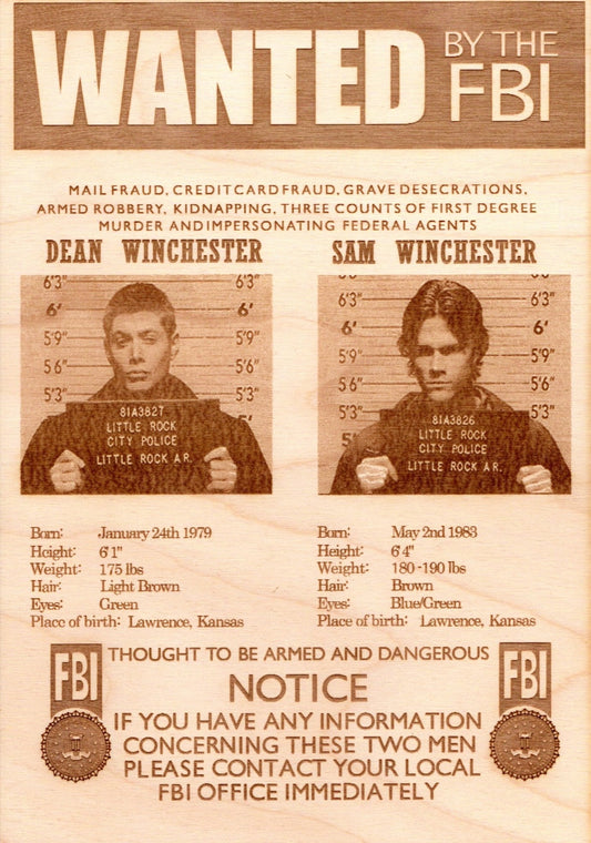 SuperNatural - SuperNatural Wooden Wanted Poster