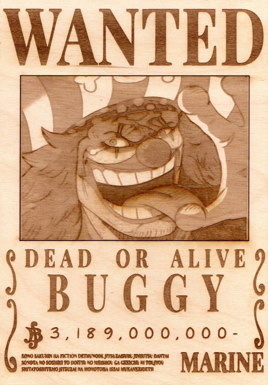 One Piece - Buggy (Updated Bounty) Wooden Wanted Poster